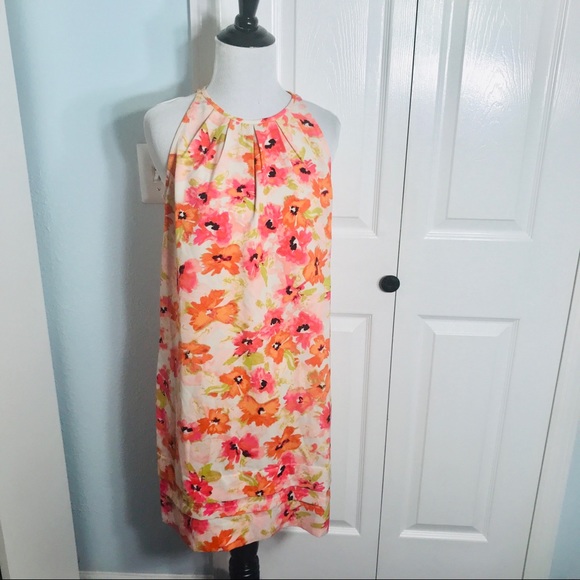 Ann Taylor Loft Spring Floral Flowy Shift Dress Size 4 Small Pink & Orange - Picture 8 of 8